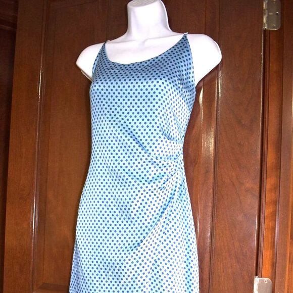 The Westside Blue Silk Polka Dot Midi Slip Dress Size Medium Adjustable Straps - Picture 4 of 15